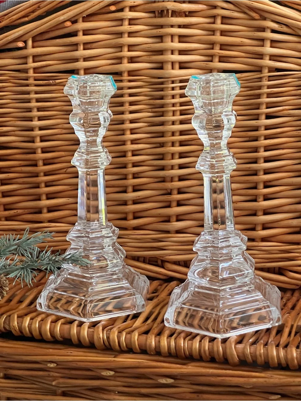 NEW Tiffany & Co. Plymouth Crystal Cut Candlesticks Set of 2